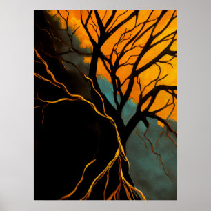 Affiche Racines dorées et Arbre du crépuscule