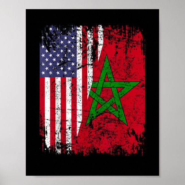 Affiche RACINES MAROCAINES | Demi Drapeau Américain | DRAP (Devant)