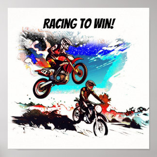 Affiche Racing To Win - Motocrosseurs
