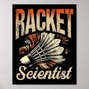 Affiche Racket Scientifique Shuttle Joueur Badminton