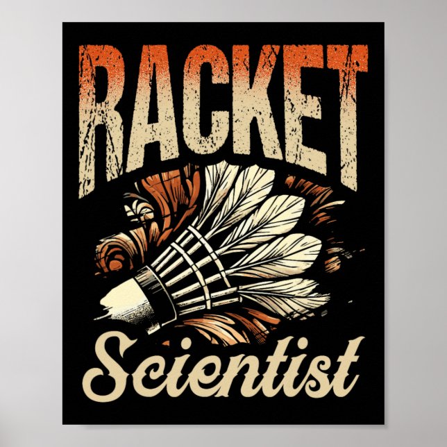 Affiche Racket Scientifique Shuttle Joueur Badminton (Devant)
