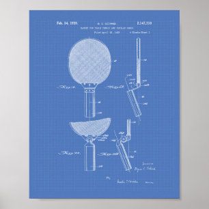Affiche Racket Table Tennis 1939 Brevet Art - Plan