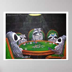 Affiche Racoon joue au poker