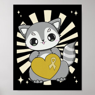 Affiche Racoon Mignon Et Ruban En Forme De Coeur Pour Le C