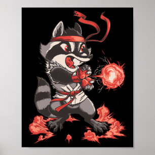 Affiche Racoondouken Funny Raccoon Karate Fighter Arcade G