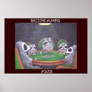 AFFICHE RACOONS JOUER AU POKER