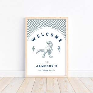 Affiche Rad Boys Dinosaur Blue Anniversaire Bienvenue