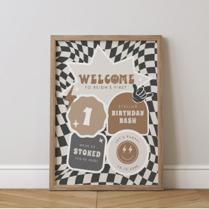 Affiche Rad Cool Dude Garçons Retro Patinage Anniversair