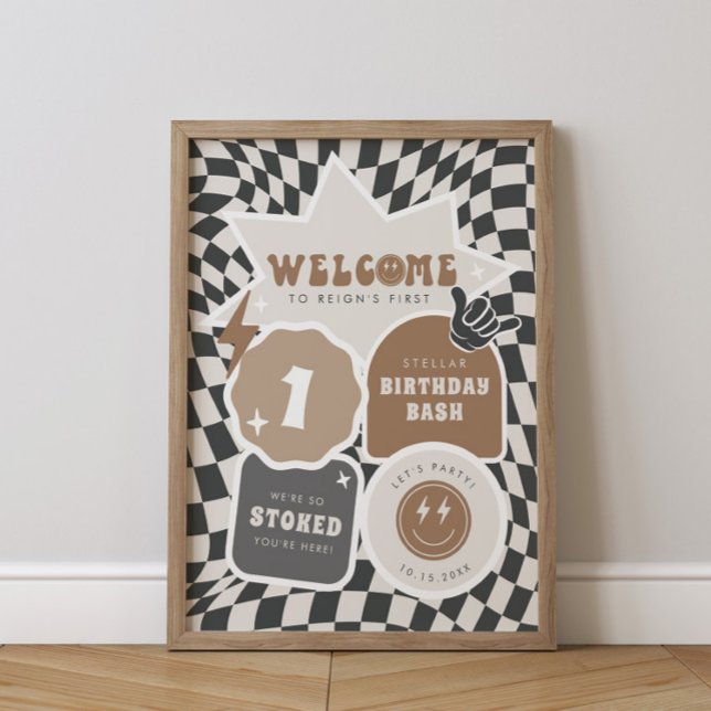 Affiche Rad Cool Dude | Garçons Retro Patinage Anniversair (Créateur téléchargé)