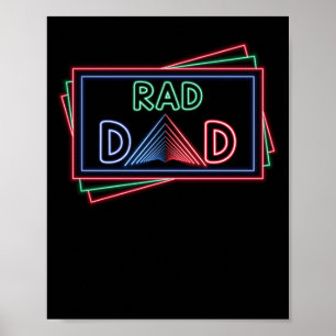 Affiche Rad Dad 1980's Retro Fête des pères Neon Color