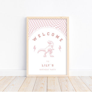 Affiche Rad Girls Dinosaur Rose Anniversaire Bienvenue