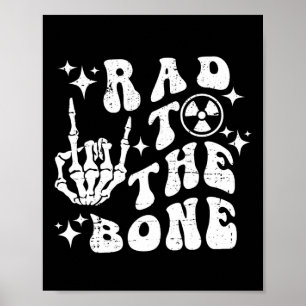 Affiche Rad To Bone Funny Skeleton Rock Halloween Hallowee