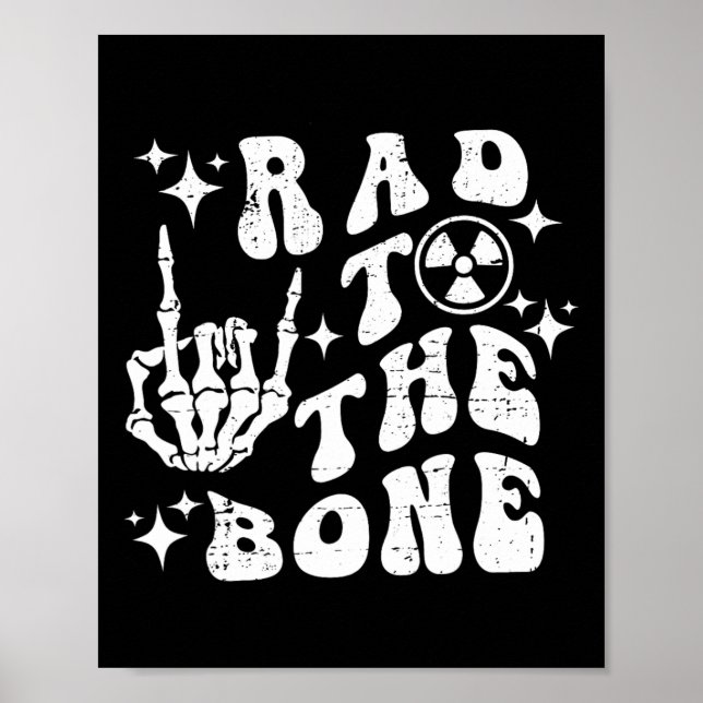 Affiche Rad To Bone Funny Skeleton Rock Halloween Hallowee (Devant)