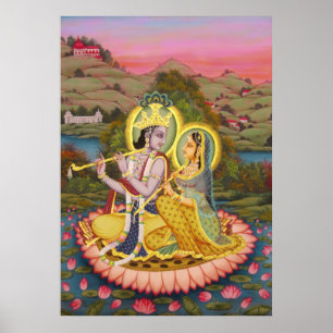 Affiche Radha Krishna sur l'affiche de Lotus