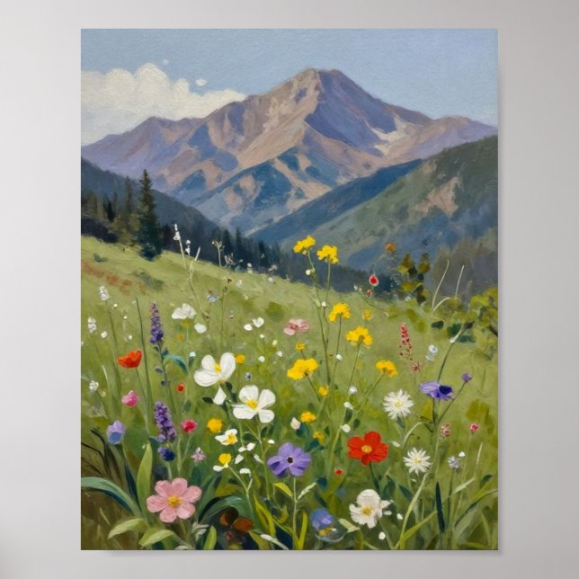 Affiche Radiance estivale : Une prairie de fleurs sauvages (Devant)
