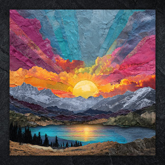 Affiche Radiant Horizon — Abstract Mountain Lake Sunrise