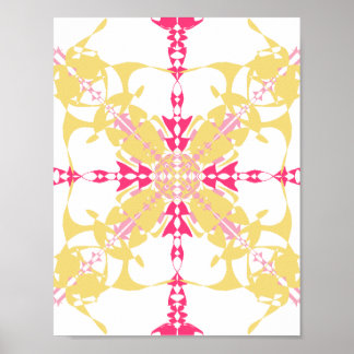 Affiche Radiant jaune et rose Kaleidoscope géométrique Pri