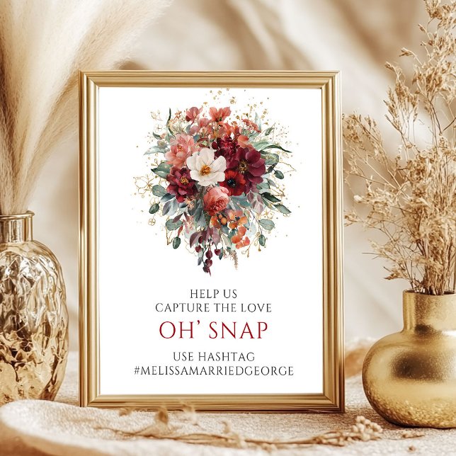 Affiche Radiant Marsala Boho Floral Oh Snap Panneau 8x10 (Radiant Marsala Boho Floral Oh Snap 8x10 Sign

)
