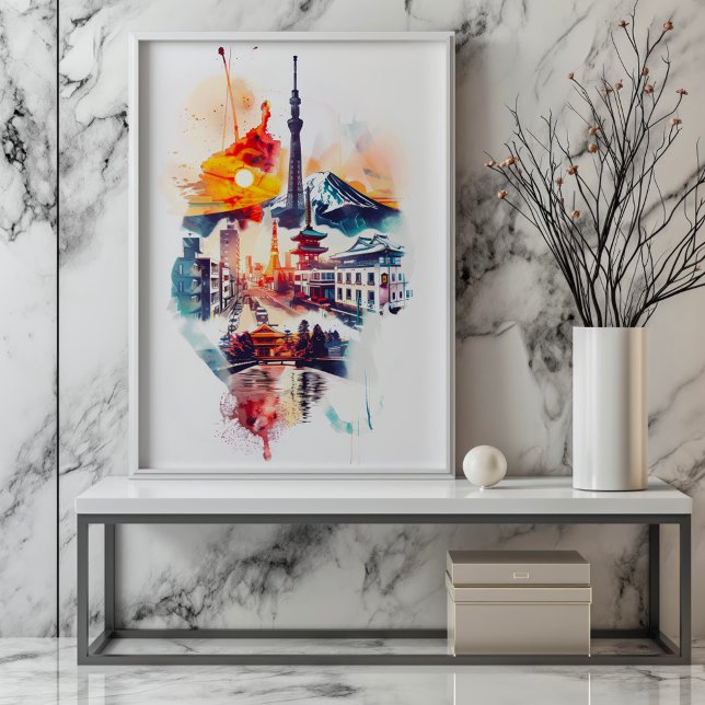 Affiche Radiant Rhapsody : Tour de Tokyo et Mont Fuji (Créateur téléchargé)