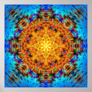 Affiche Radiant vibrant kaléidoscopique Sunburst Art