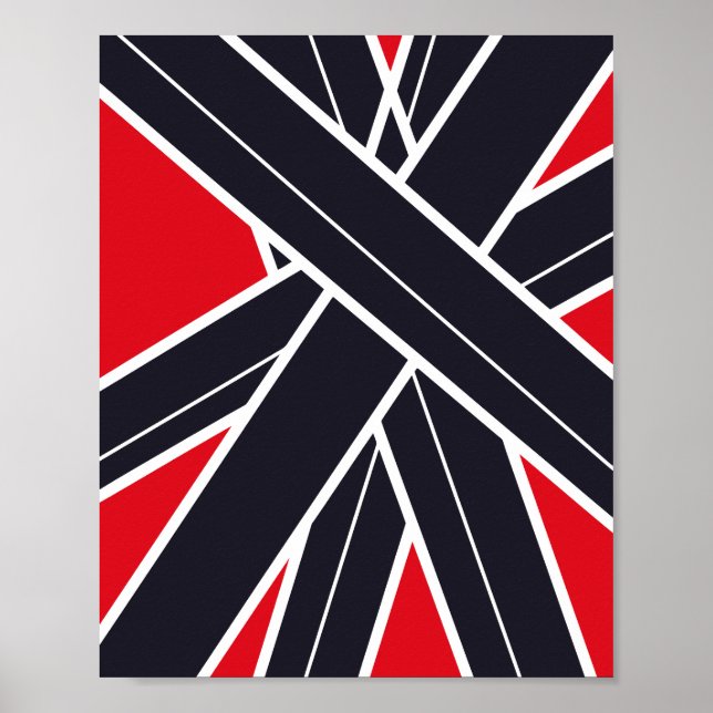 Affiche Radiating Black Stripes on Light Red Background (Devant)