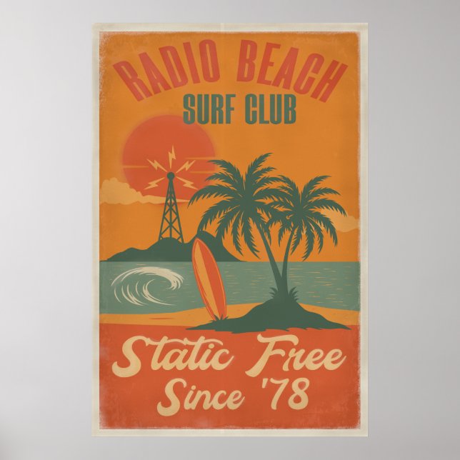 Affiche Radio Beach Surf Club - Retro Island Surf Imprimer (Devant)