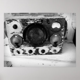 Affiche Radio nautique vintage Noir et Blanc