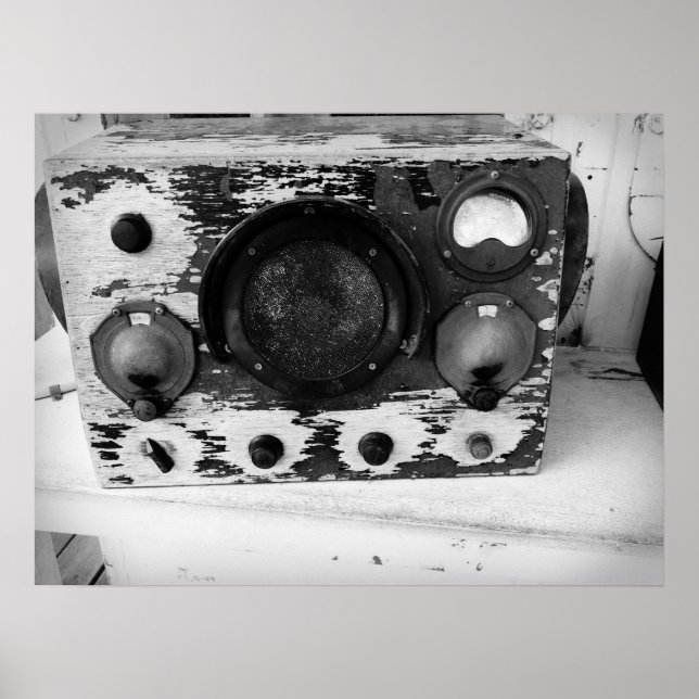 Affiche Radio nautique vintage Noir et Blanc (Devant)