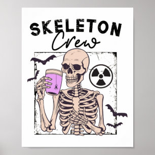 Affiche Radiologie Halloween Xray Tech Skeleton Coffee Cre