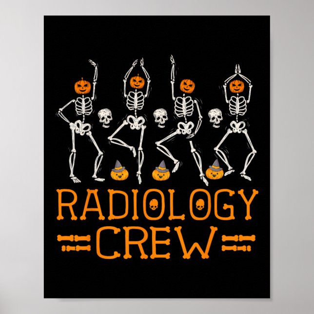 Affiche Radiology Crew Dancing Skeleton Citrouille Funny H (Devant)
