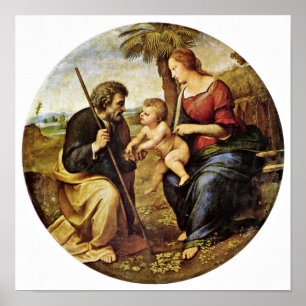 Affiche Raffael - Sainte Famille sous le Tondo de palmier