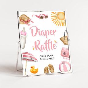 Affiche Raffin de Baby shower à couche rose