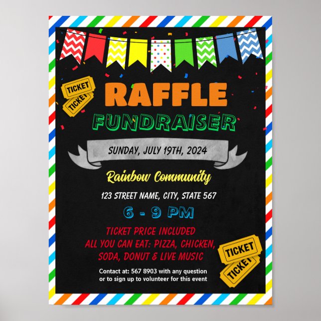 Affiche Raffle collecte de fonds Flyer Modèle (Devant)