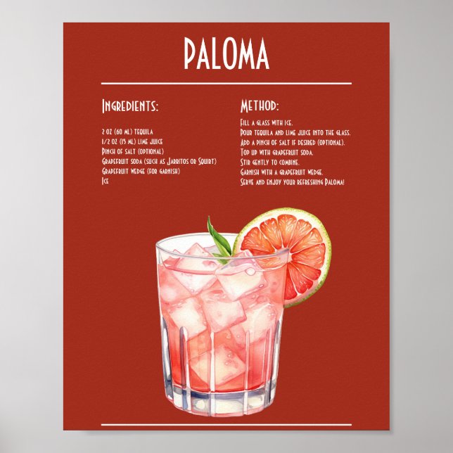 Affiche Rafraîchir la barre de recettes Paloma (Devant)