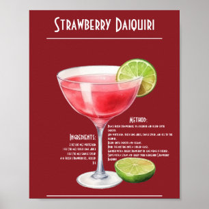 Affiche Rafraîchir la fraise Daiquiri Recette Bar