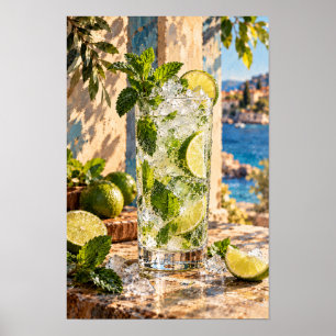 Affiche Rafraîchisseur d'été au citron vert et à la menthe