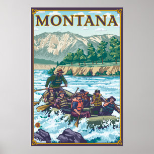 Affiche Rafting en eau blanche - Montana