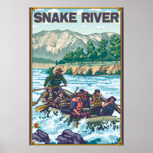 Affiche Rafting en eau blanche - rivière Snake, Idaho