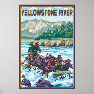 Affiche Rafting en eau blanche - rivière Yellowstone, Mon