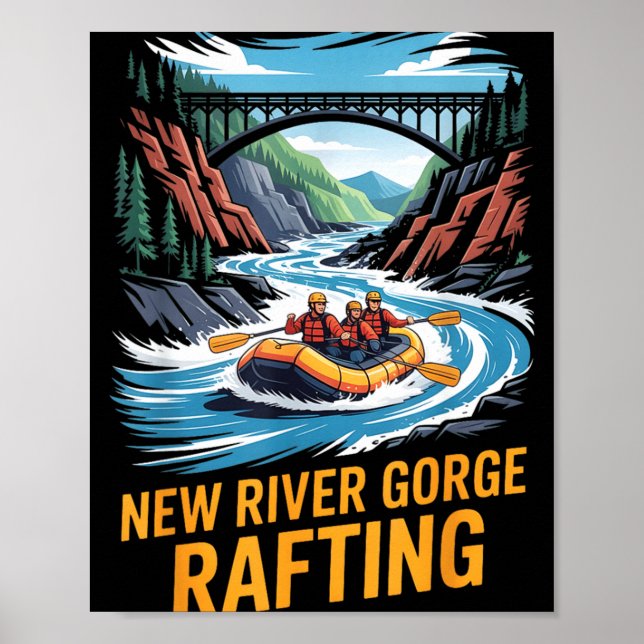 Affiche Rafting New River Gorge Kayak Eaux Vives Extérieur (Devant)