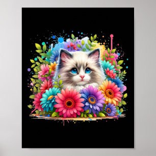 Affiche Ragdoll Chat Maman Mère39s Jour Aquarelle colorée