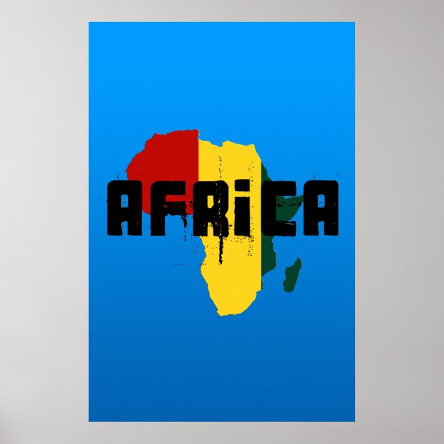 Affiche Ragga Africa Reggae style carte de l'Afrique Poste (Devant)