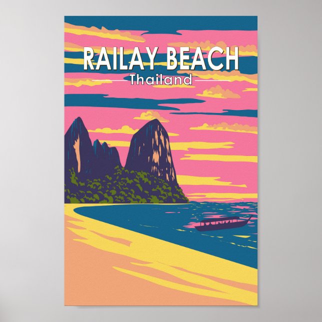 Affiche Railay Beach Thaïlande Travel Art Vintage (Devant)