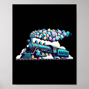 Affiche Railroad Bunny Train Easter Egg Kids Toddler Boys
