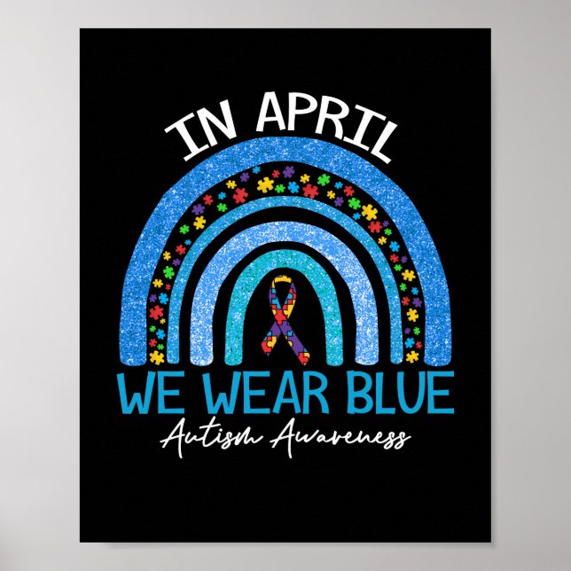 Affiche Rainbow Autism In avril We Wear Blue Autism (Devant)