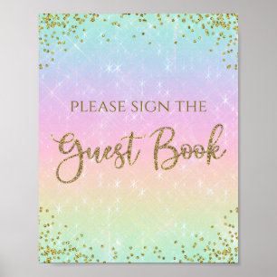 Affiche Rainbow Baby Shower Guest Book Table Sign