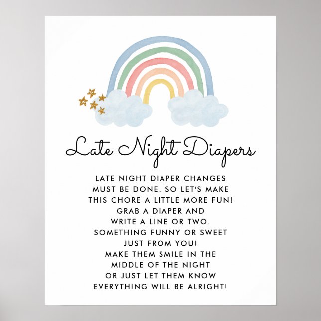 Affiche Rainbow Baby shower tard nuits Diaper jeu (Devant)
