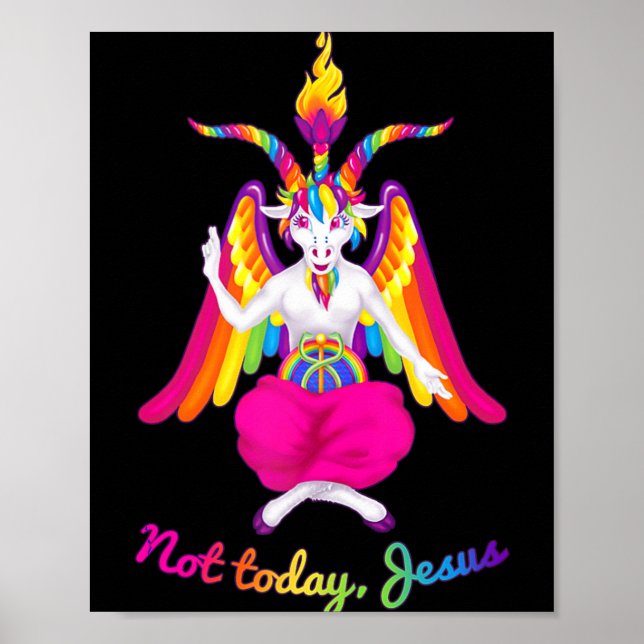 Affiche Rainbow Baphomet Pas aujourd'hui Jésus Kawaii Hail (Devant)