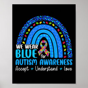 Affiche Rainbow Be Kind Trendy Tee We Wear Blue For Autism