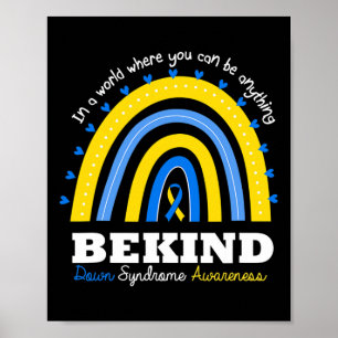 Affiche Rainbow Be Kind World Down Syndrome Day Awareness